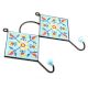Turquoise And Yellow Tiny Floral Tiles Hooks